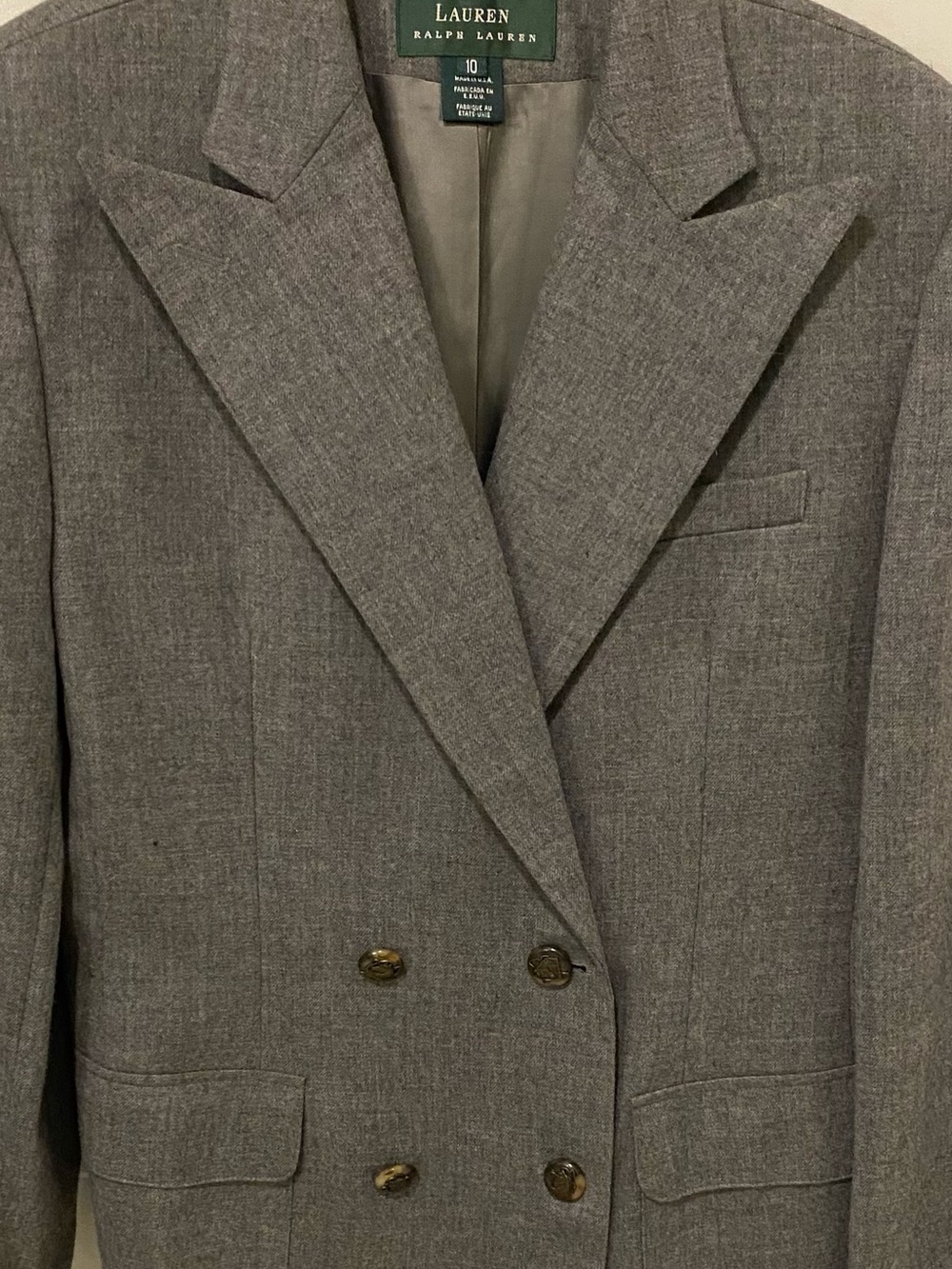 Ralph Lauren Vintage Charcoal Gray Blazer Made in USA 🇱🇷
